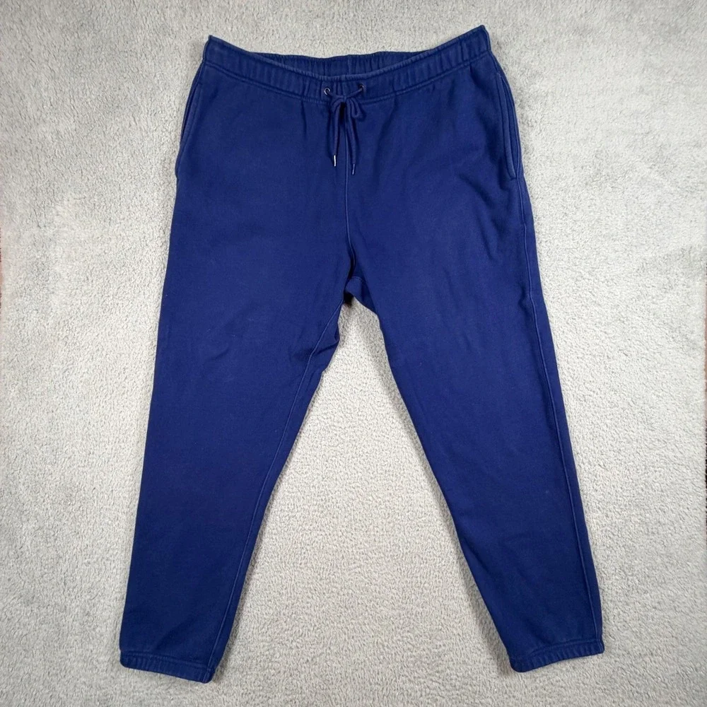 VTG J. Crew Sportswear Blue Fleece Sweatpants Men's Large Joggers Sweatpants